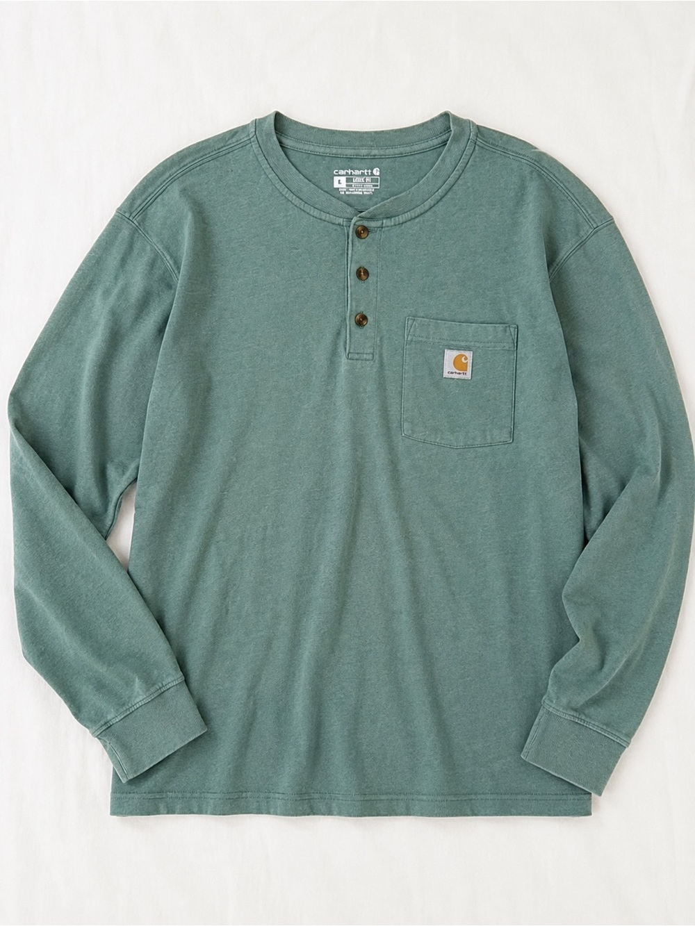 Carhartt Long Sleeve Henley Pocket Shirt Sage Green Men’s Large